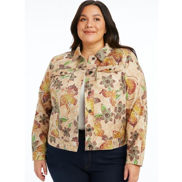 Alfred Dunner Women’s Floral Butterfly Jacket Size 18 Petite Lightweight - Picture 1 of 6